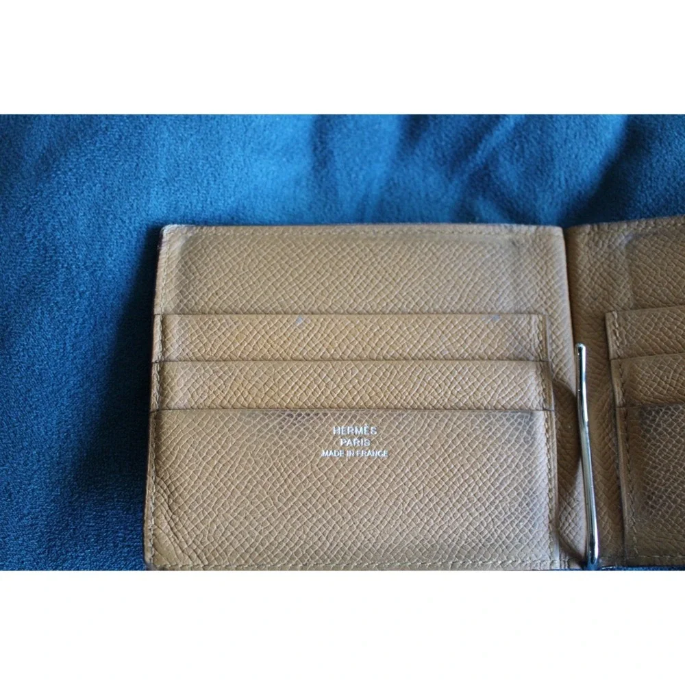 Hermes Bi-Fold Wallet, Palladium Money Clip, 100% Authentic